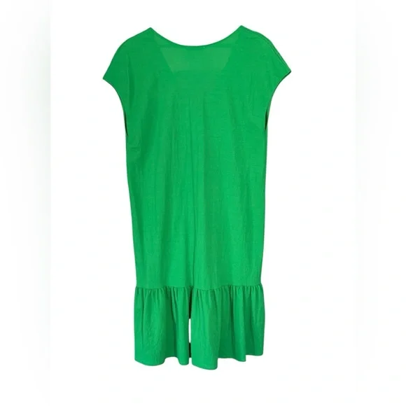 Zara Women’s Green Tiered Midi Ruffled Short Sleeve V-neck Dress Size SMALL - Picture 9 of 9